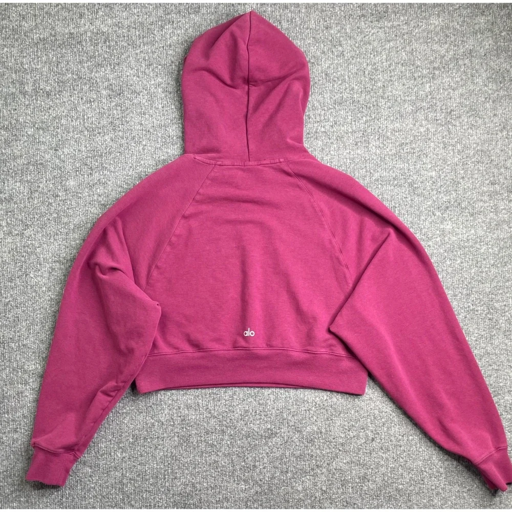 Alo‎ Yoga Muse Hoodie Women XS Pink Cropped Raglan Pullover